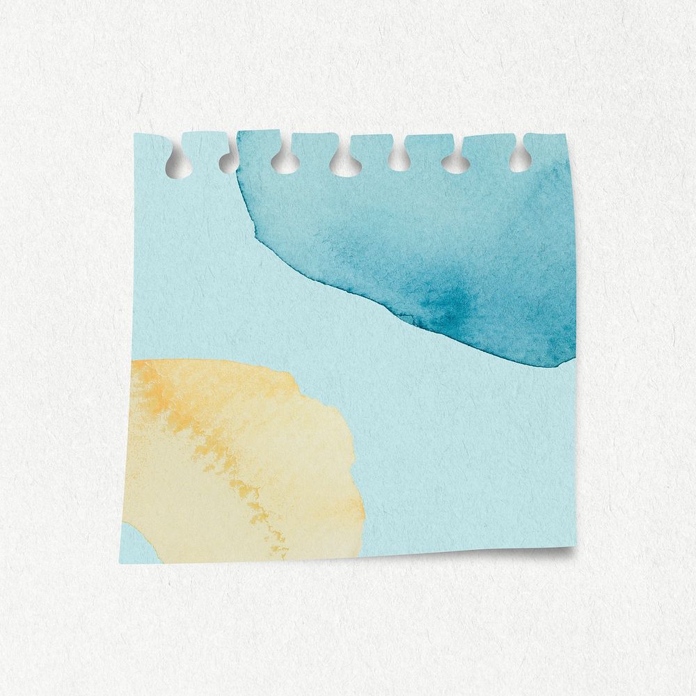 Blue watercolor patterned paper note design element