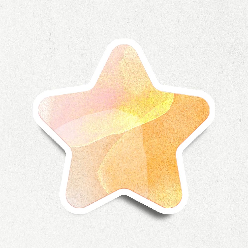Yellow watercolor textured star shape sticky note