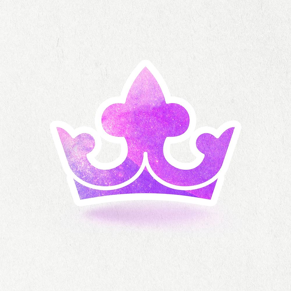 Purple textured paper crown sticker design element
