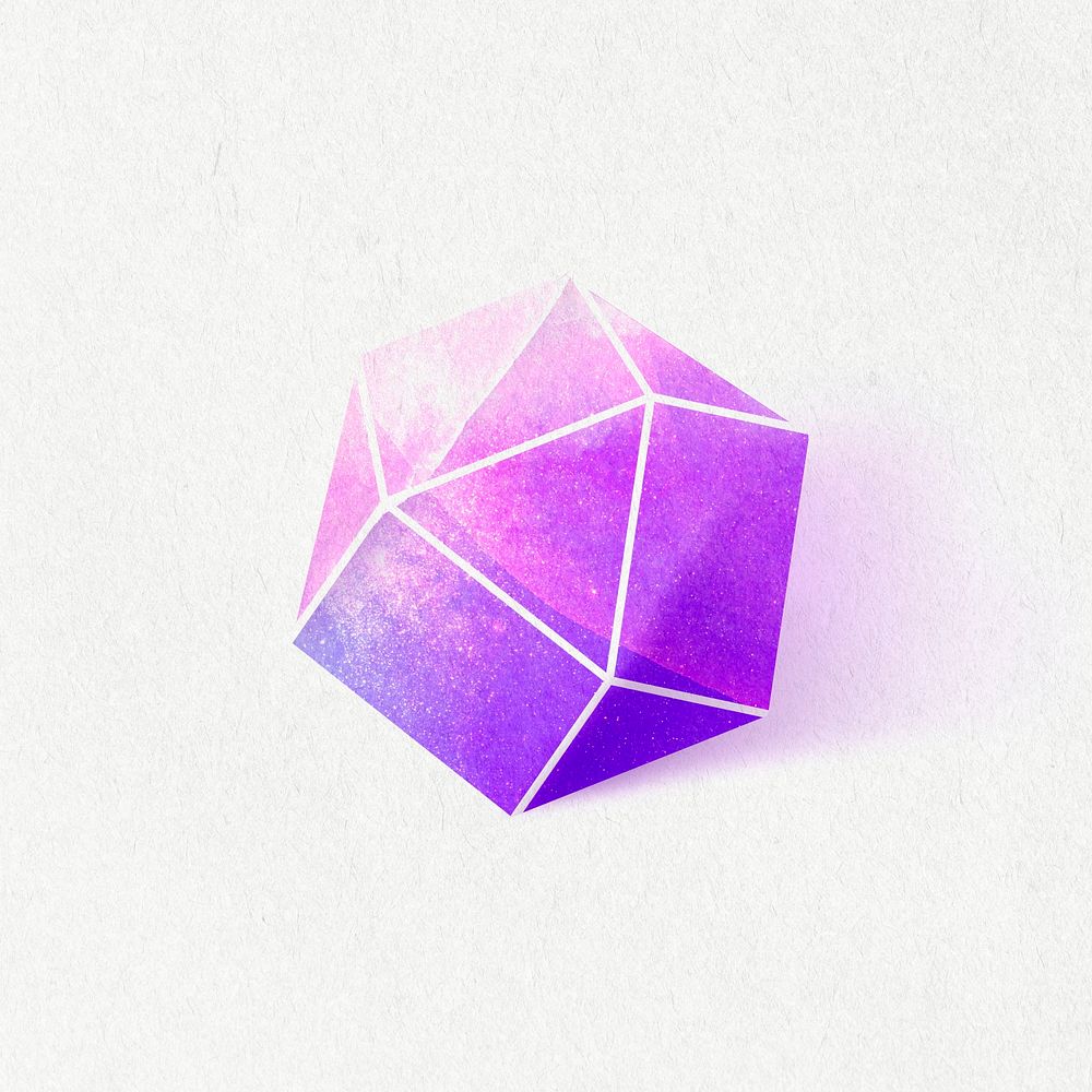 Amethyst purple crystal polygonal shaped icon