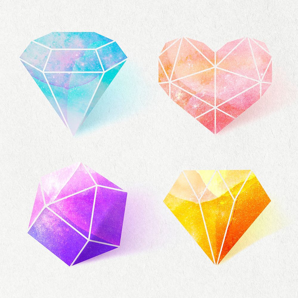 Colorful crystal sticker design element collection