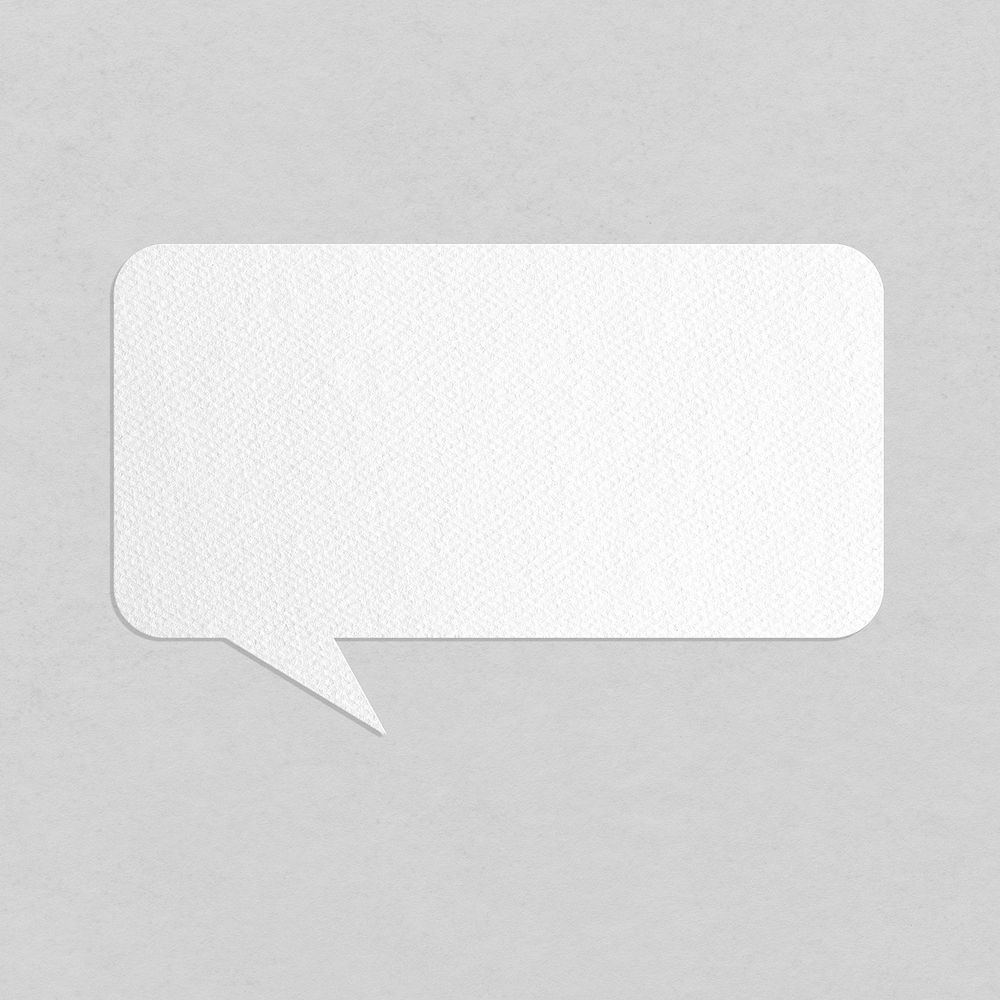 White paper craft textured speech bubble