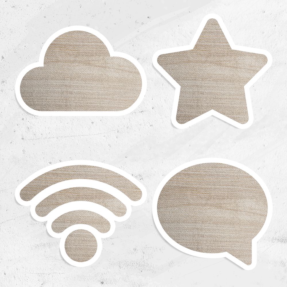 Wood textured technology sticker set