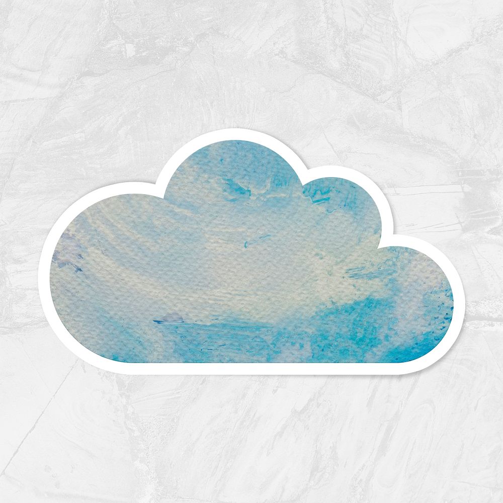 Watercolor textured paper cloud sticker design element