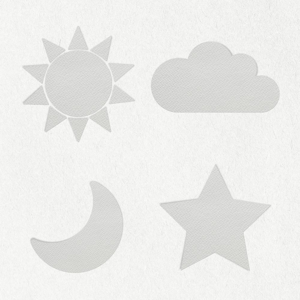 Gray textured paper astronomy design element collection