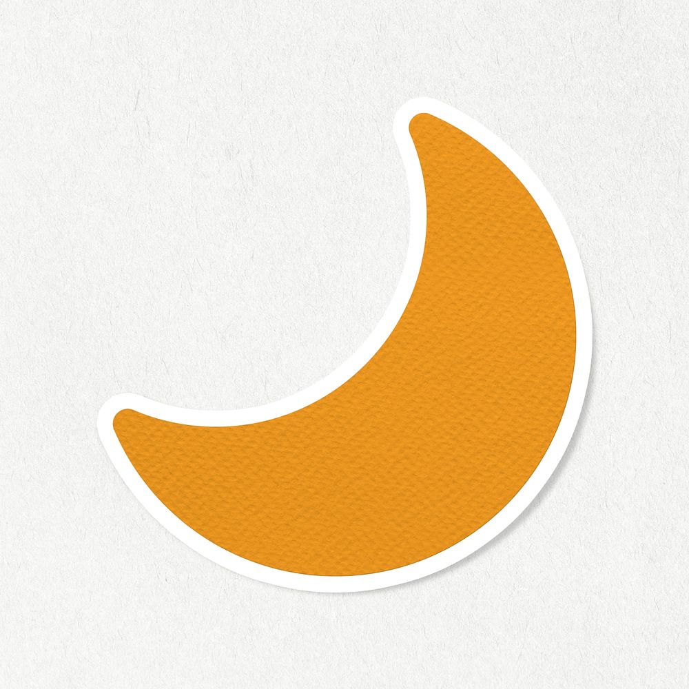 Orange paper crescent moon shaped sticker design element