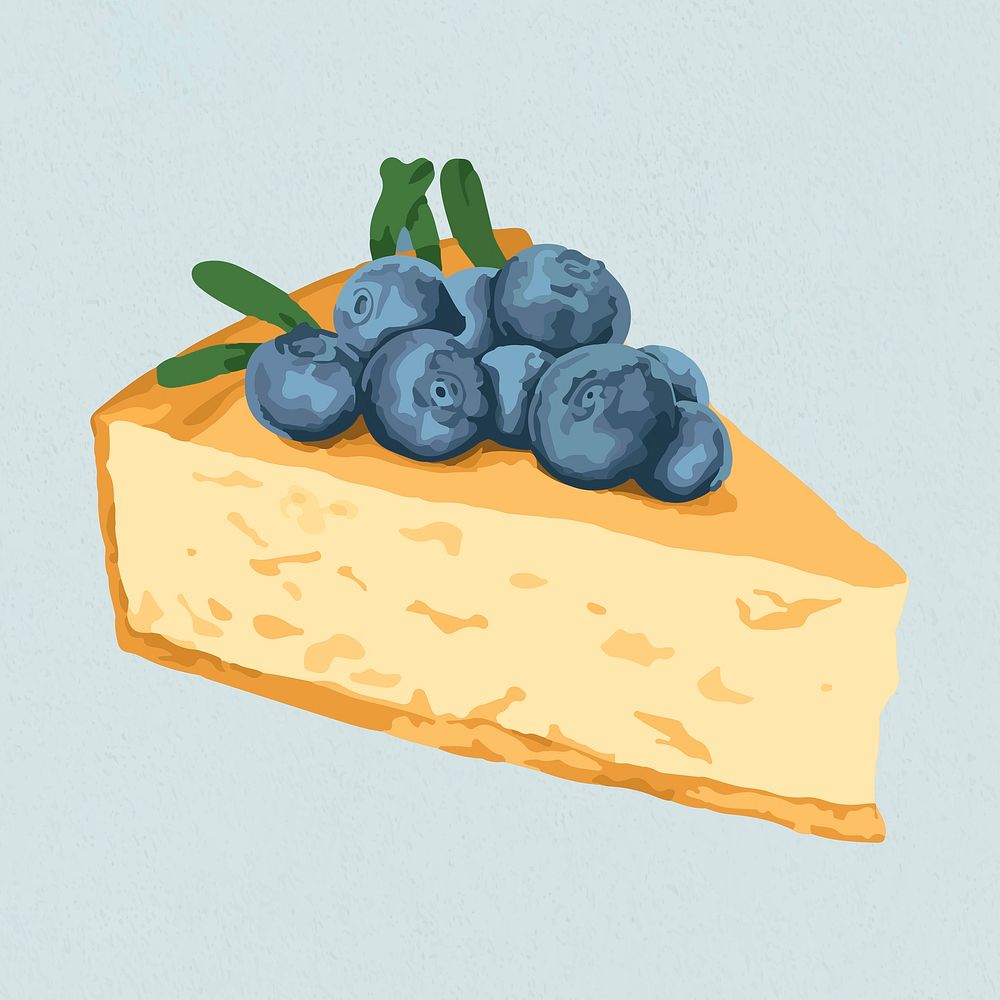 Vectorized hand drawn blueberry cheesecake sticker design resource