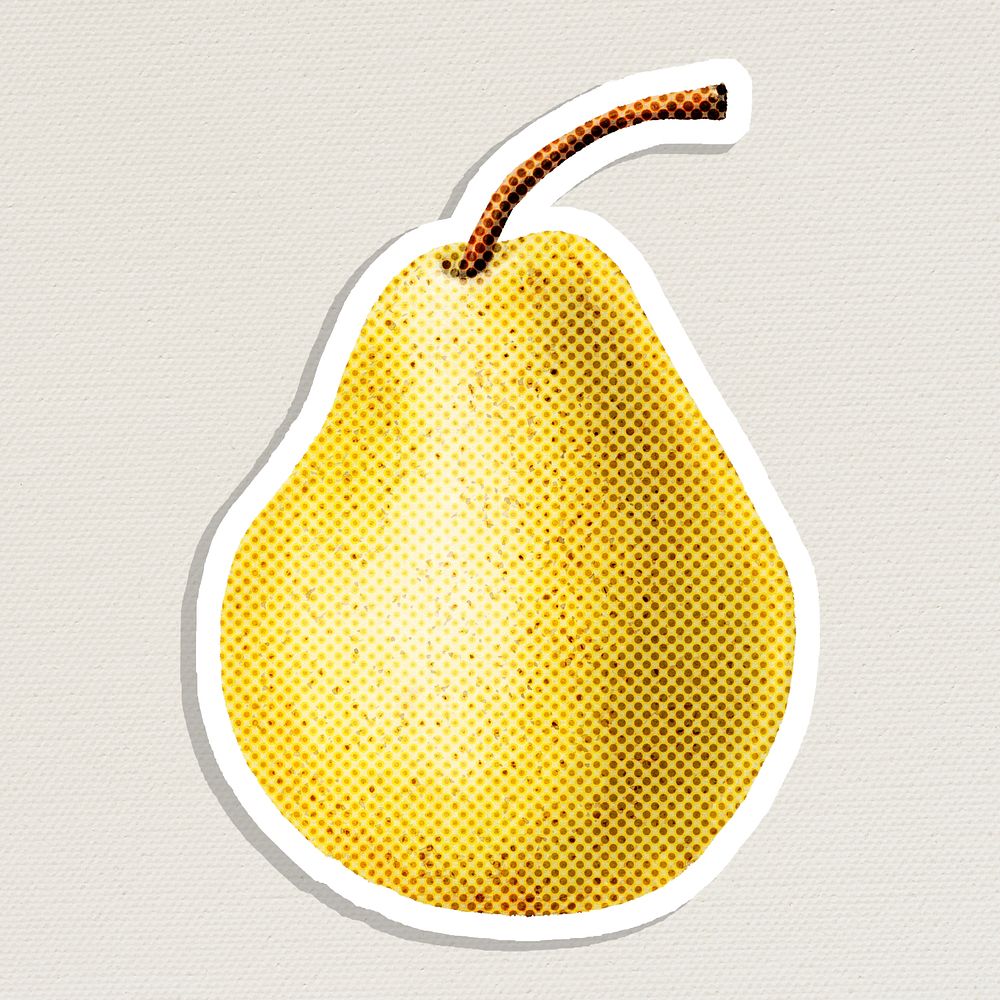 Halftone fresh pear sticker with white border