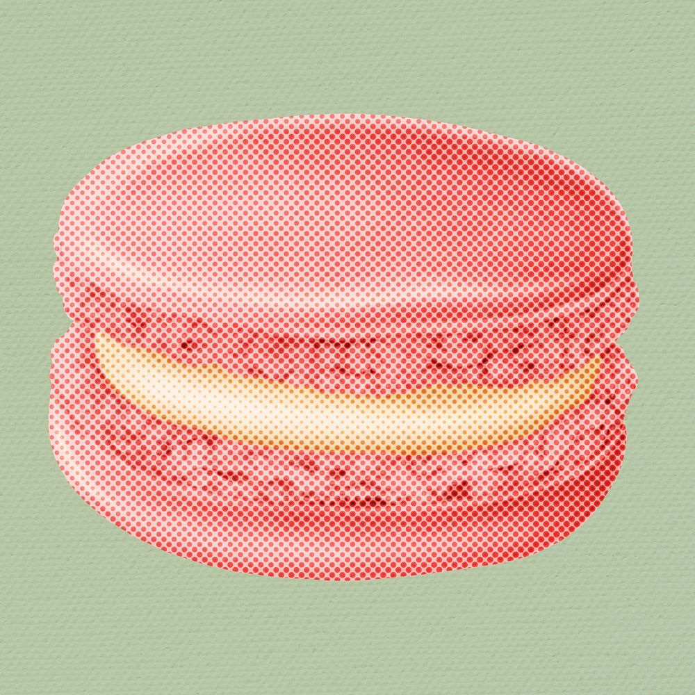Halftone pink macaron sticker overlay