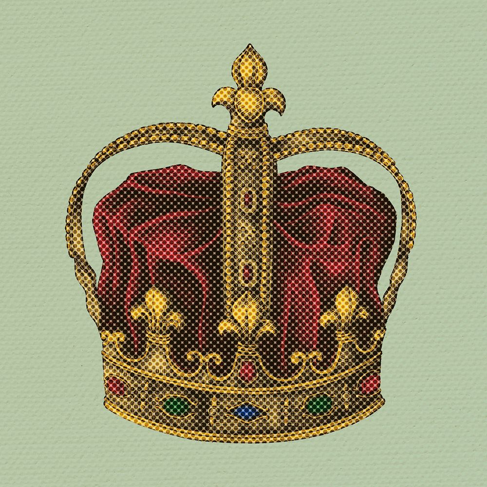 Hand drawn royal crown halftone style 