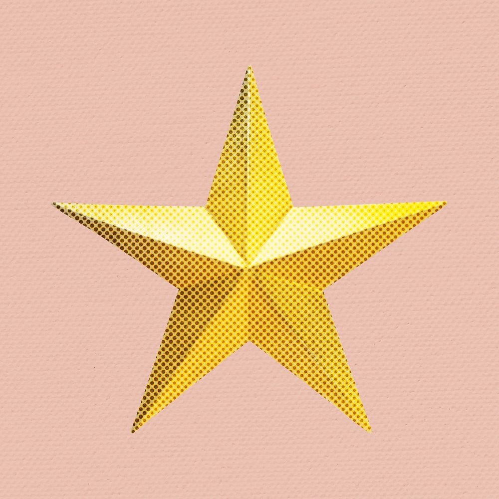 Hand drawn yellow star halftone style illustration