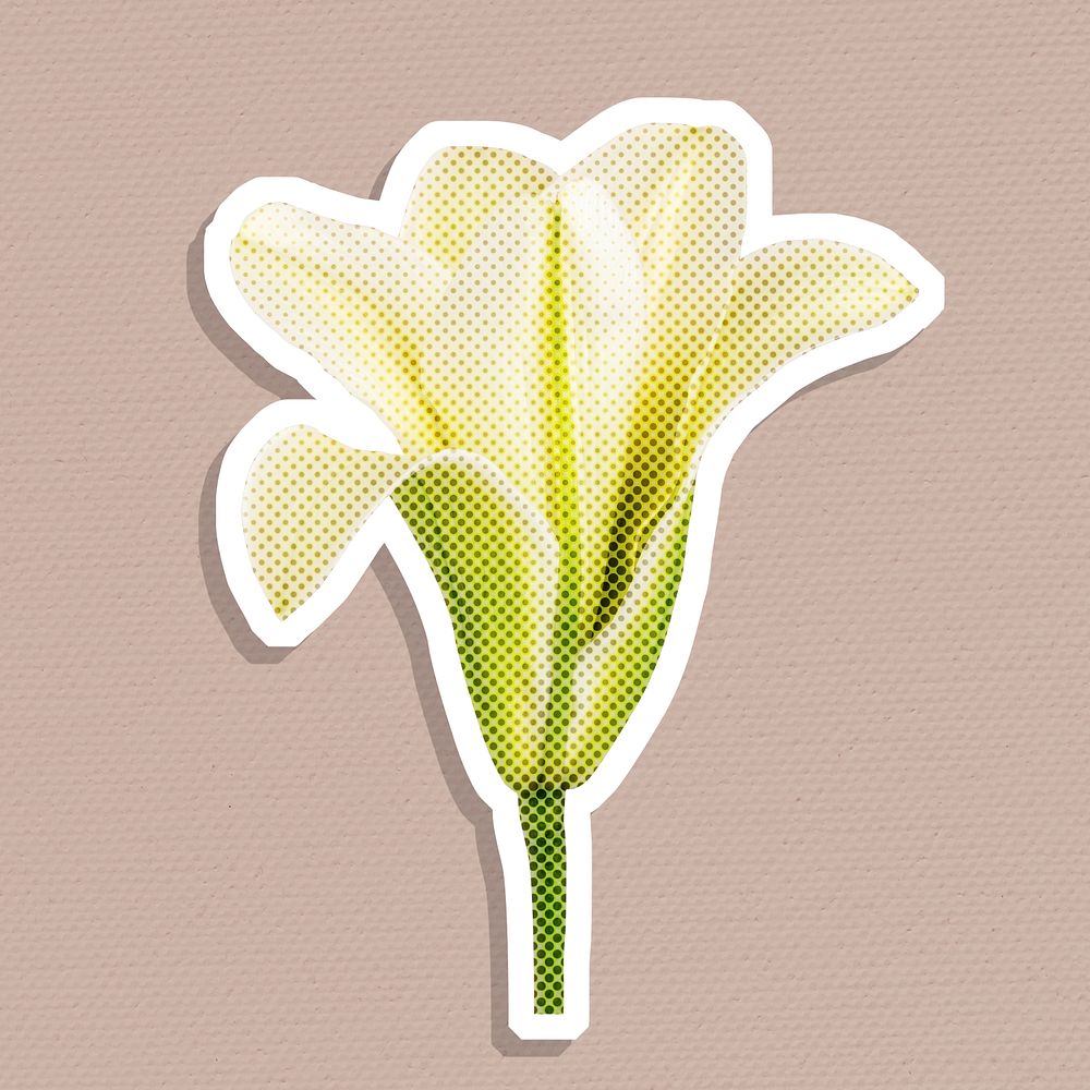 Halftone white lily flower sticker