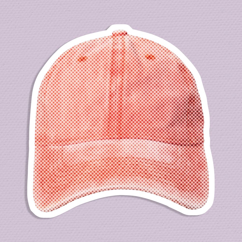 Halftone pink jeans cap sticker with a white border