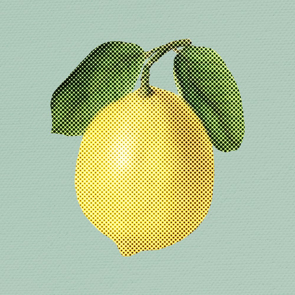 Halftone lemon sticker design element