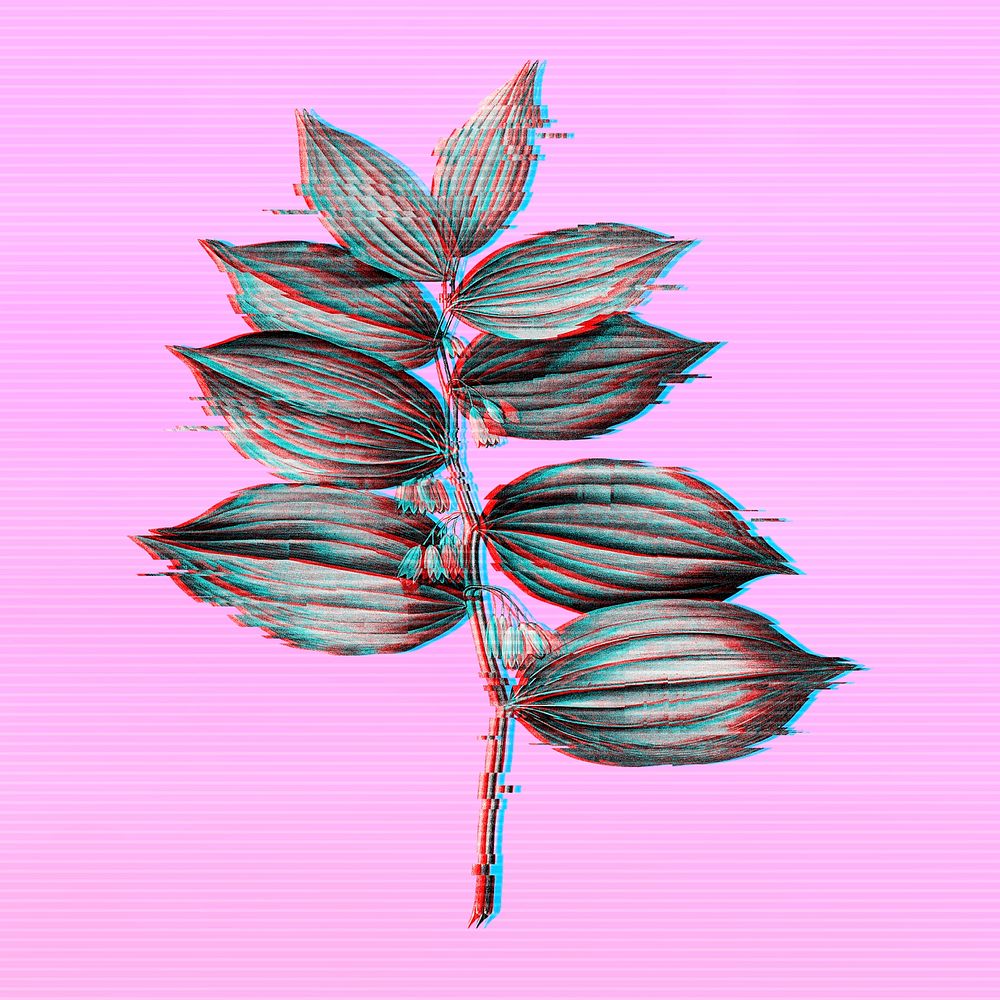 Solomon's seal plant with glitch effect design element