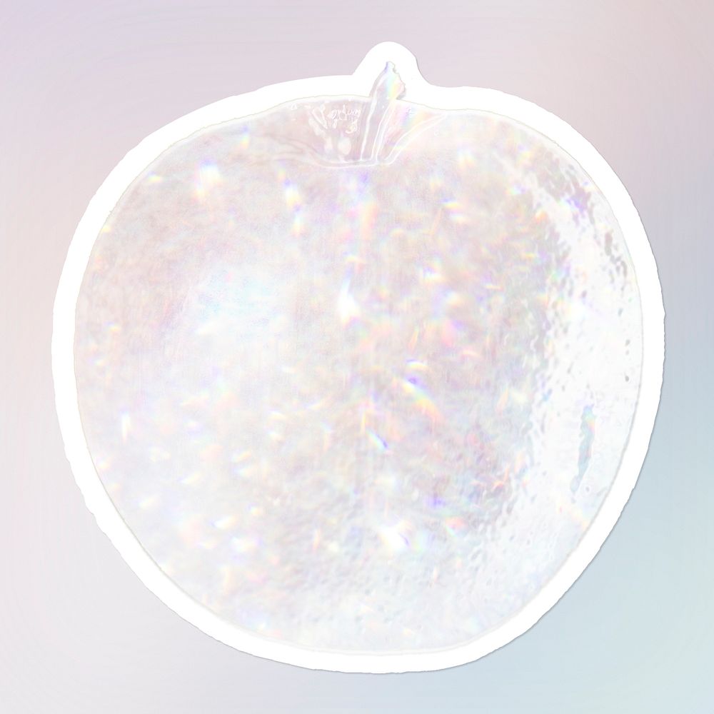 White holographic apple sticker design resource illustration