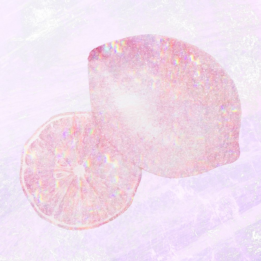 Pink holographic ripe lemons sticker design resource illustration