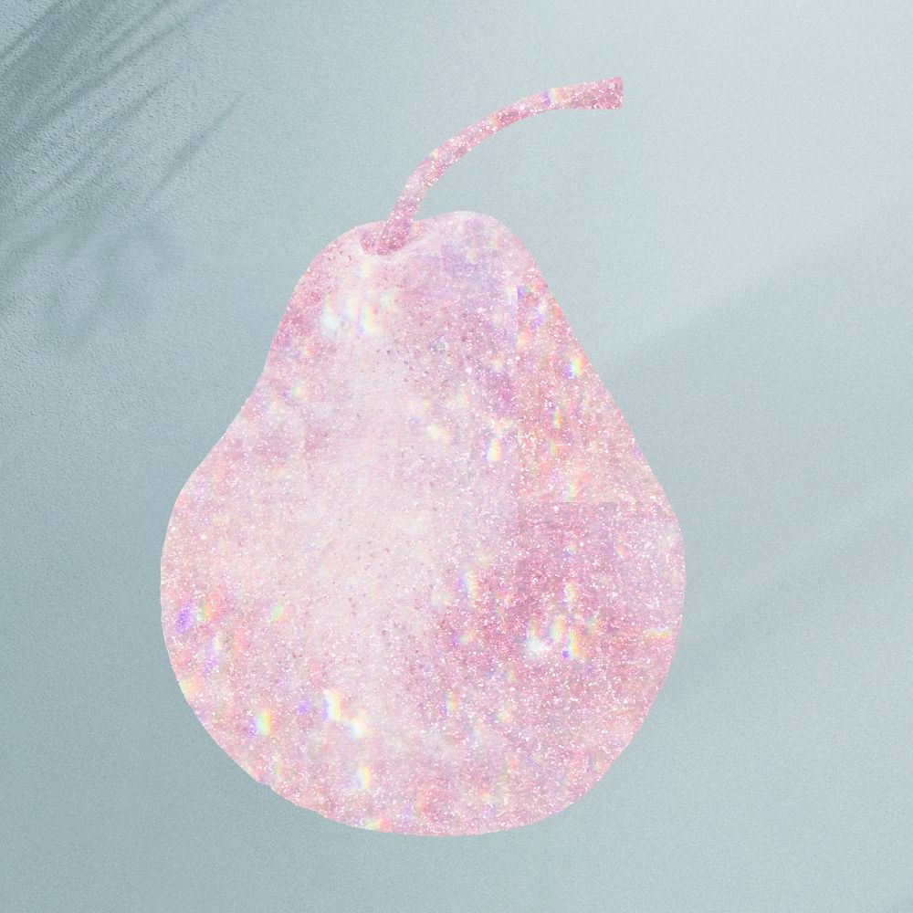 Pink holographic pear sticker design resource illustration