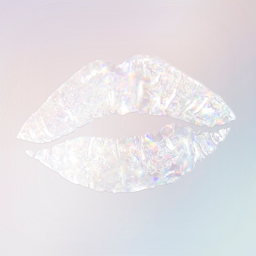 Silver holographic lips design element