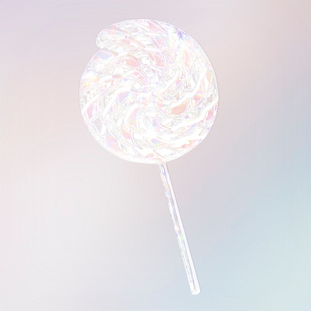 Silver holographic sweet lollipop design element