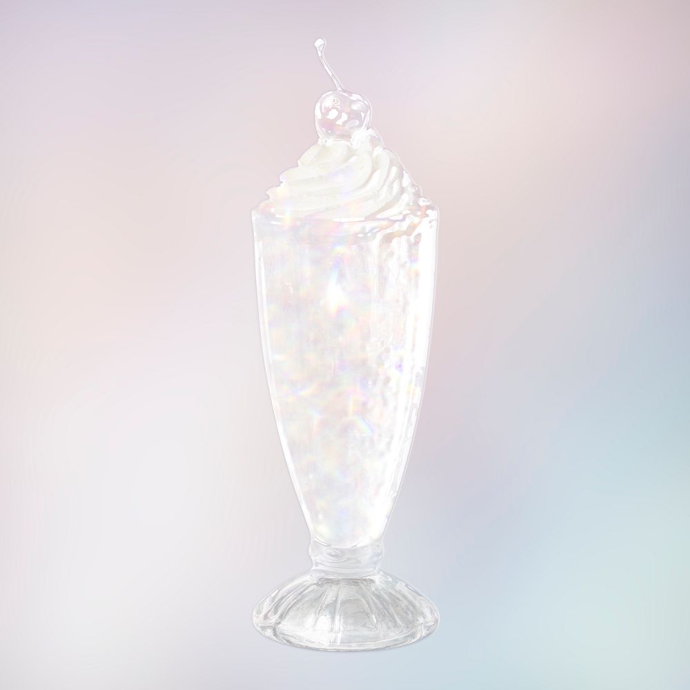 Silvery holographic milkshake design element
