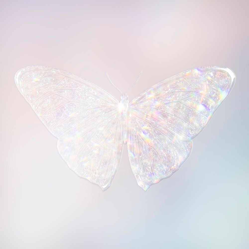 Silvery holographic butterfly design element