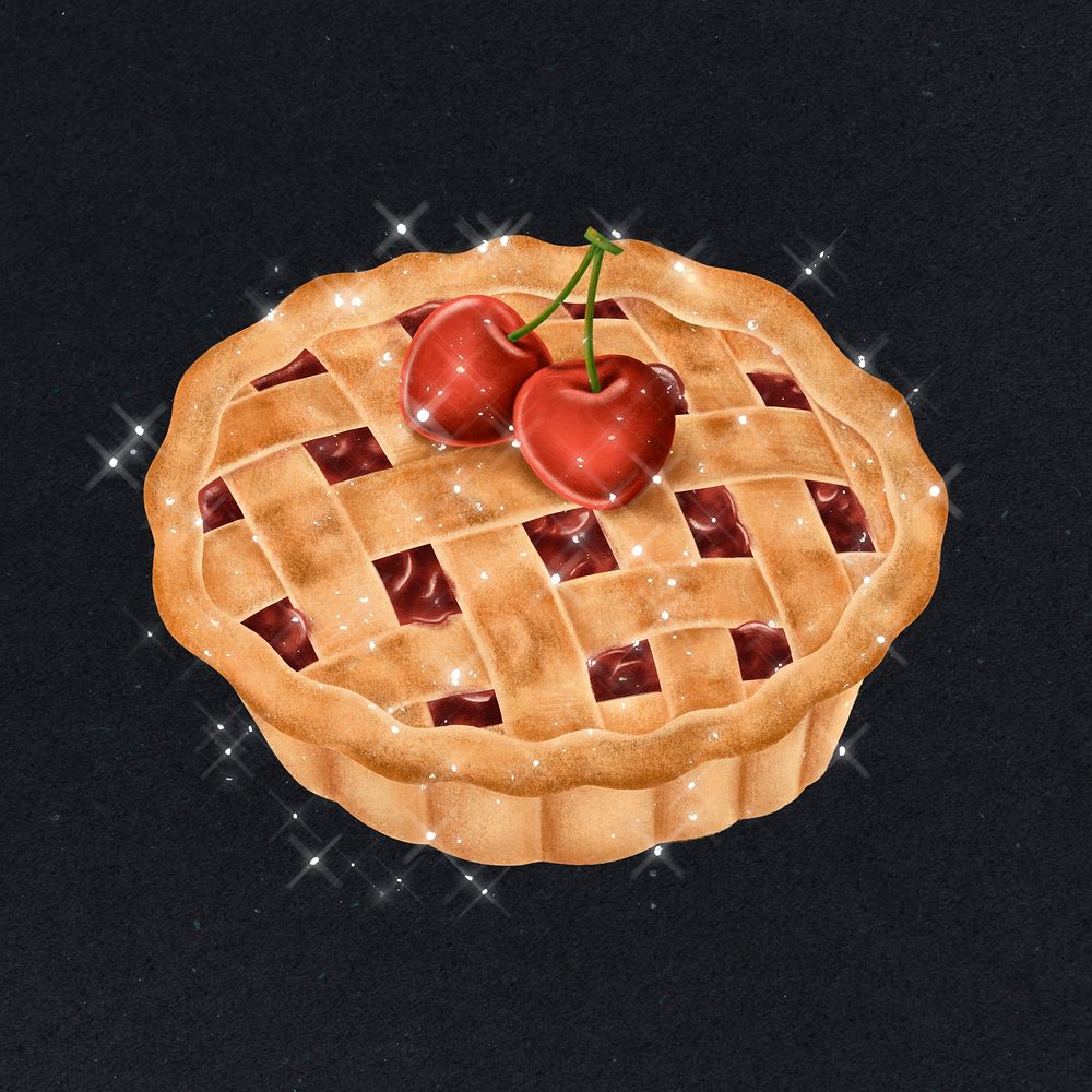 Hand drawn cherry pie design element illustration