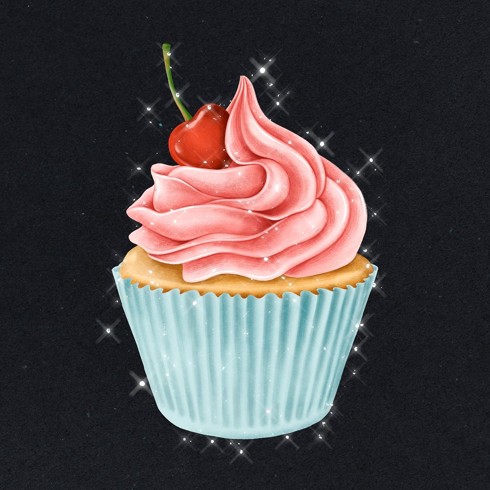 Hand drawn cupcake design element illustration