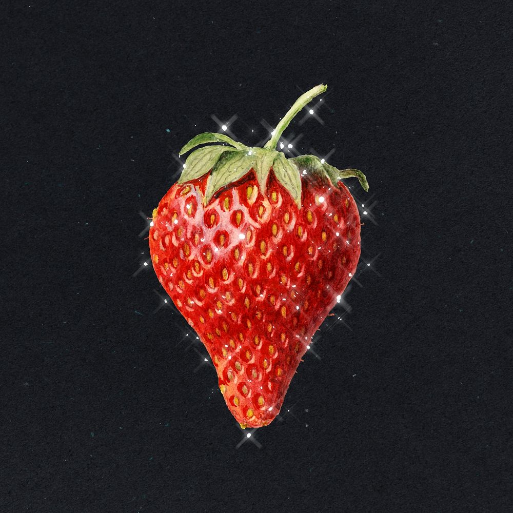Hand drawn sparkling strawberry fruit design element