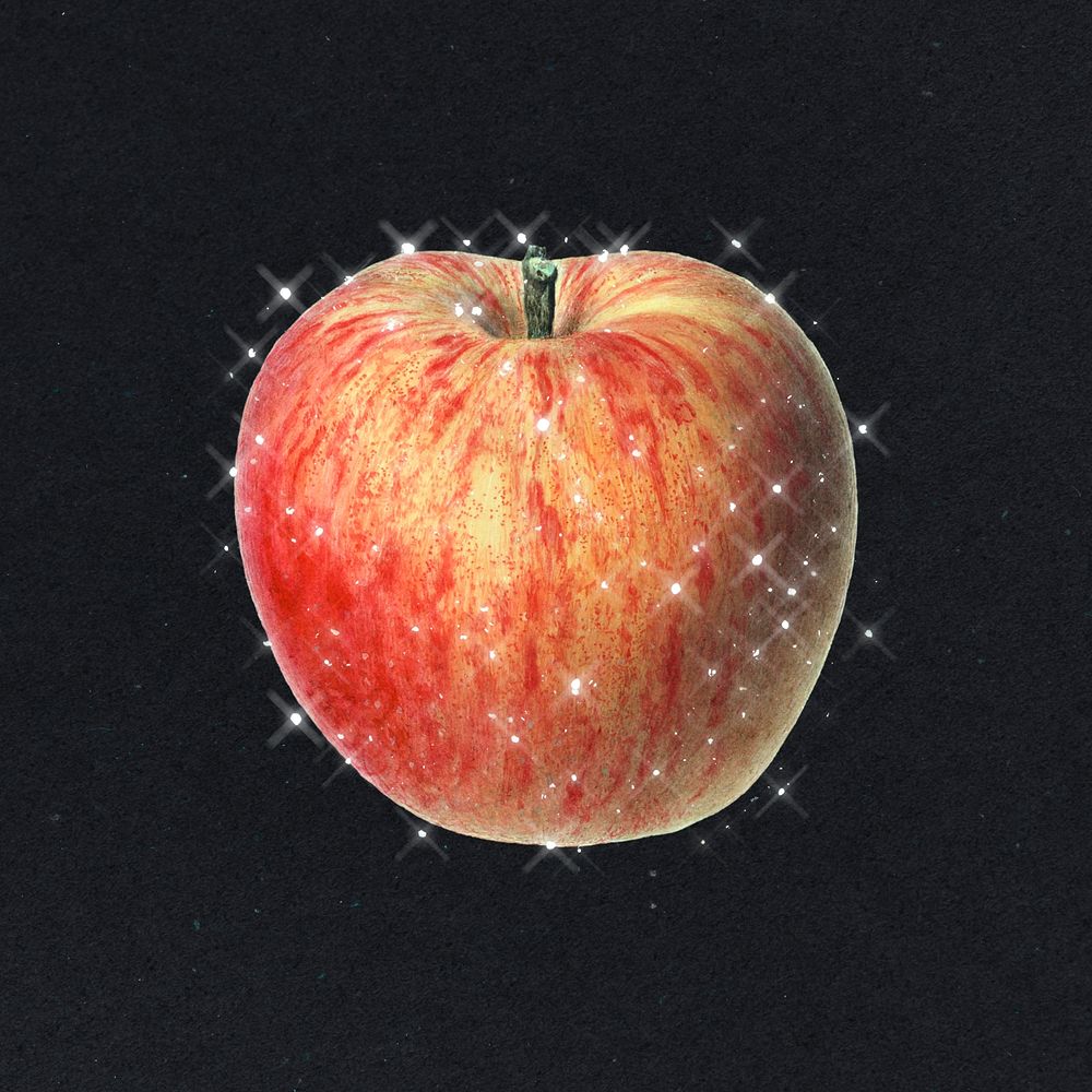 Hand drawn sparkling red apple fruit design element