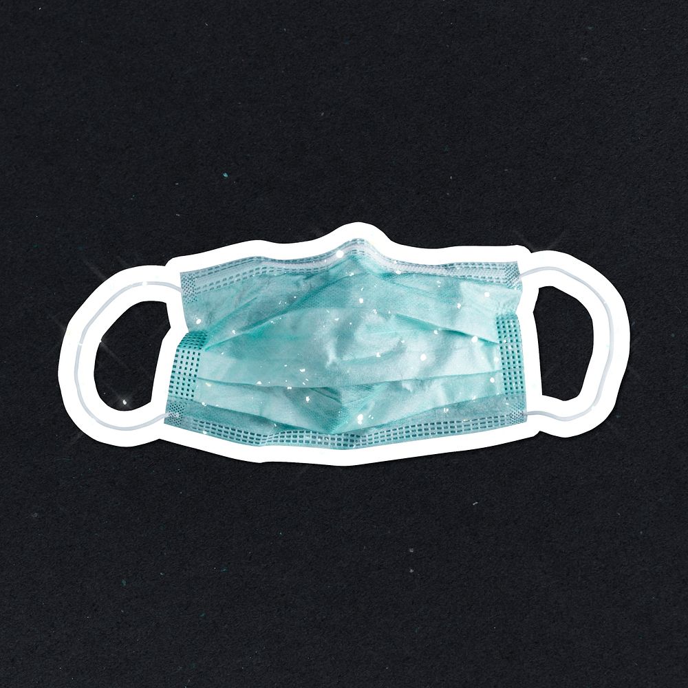 Sparkling medical face mask sticker with white border