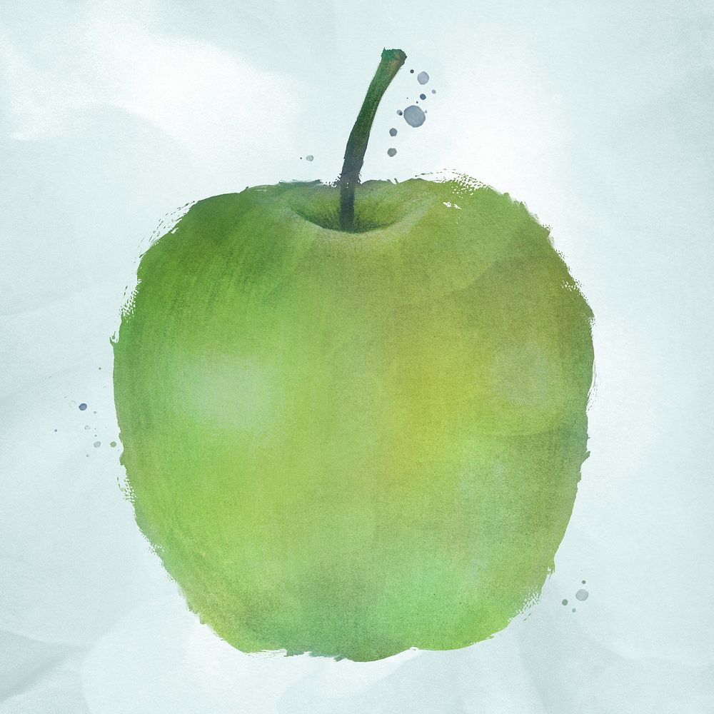 Hand drawn green apple watercolor style design resource