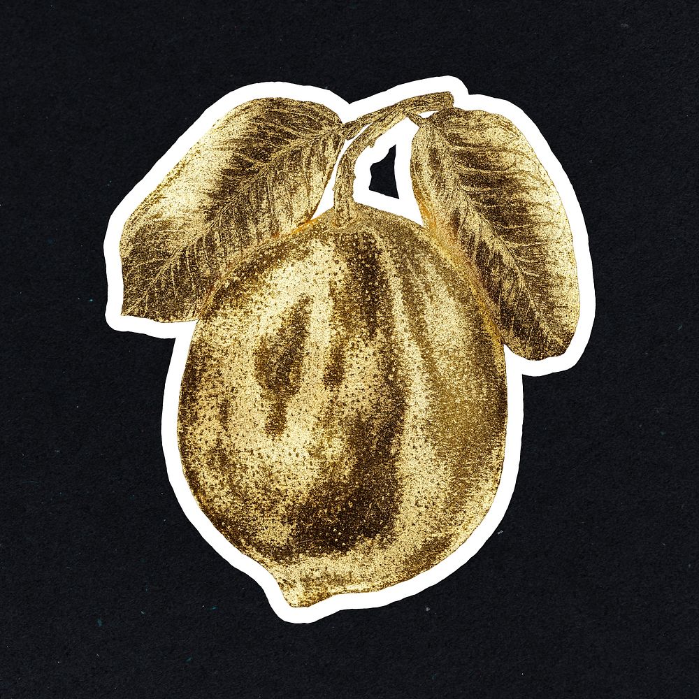 Gold lemon sticker with a white border