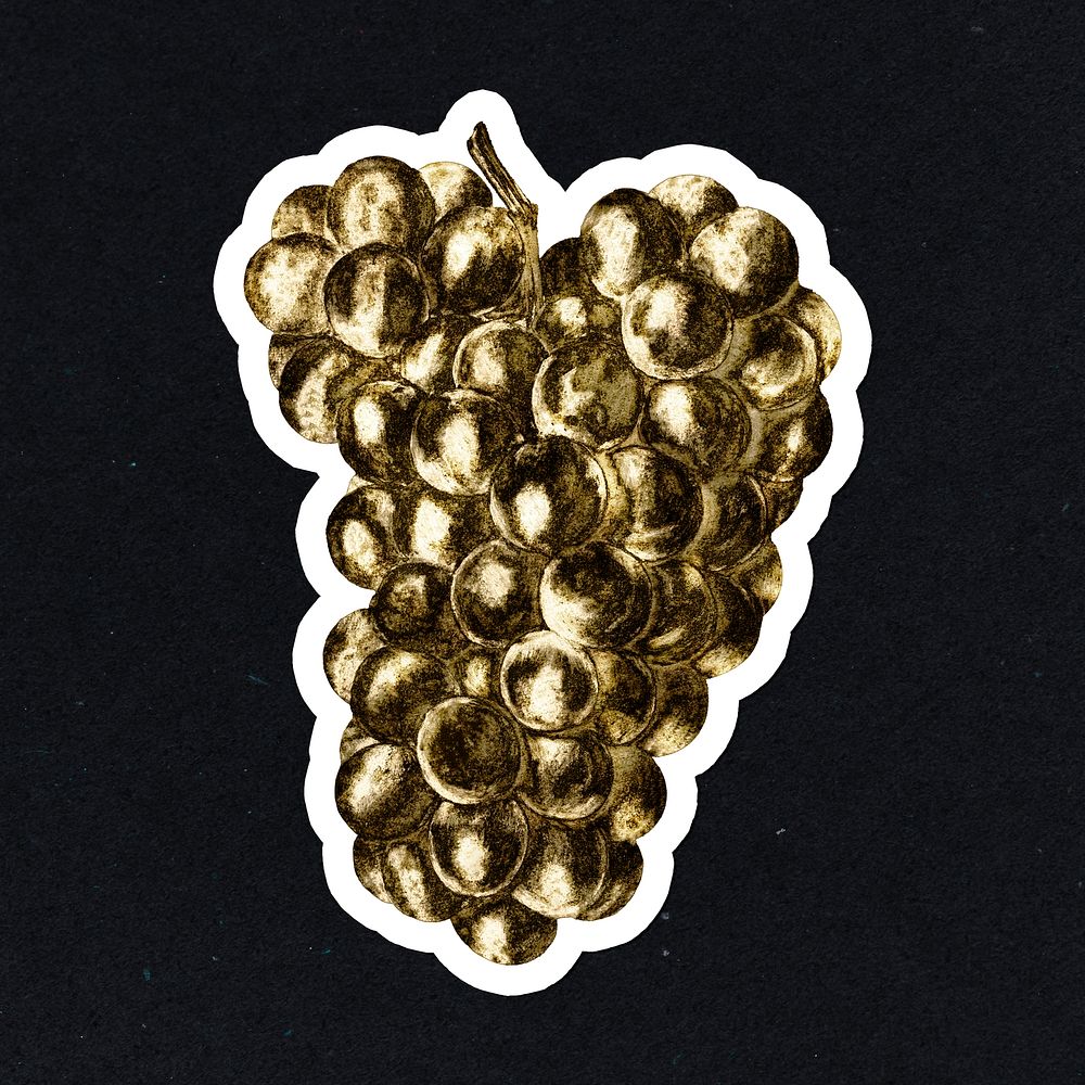 Gold grapes sticker with a white border