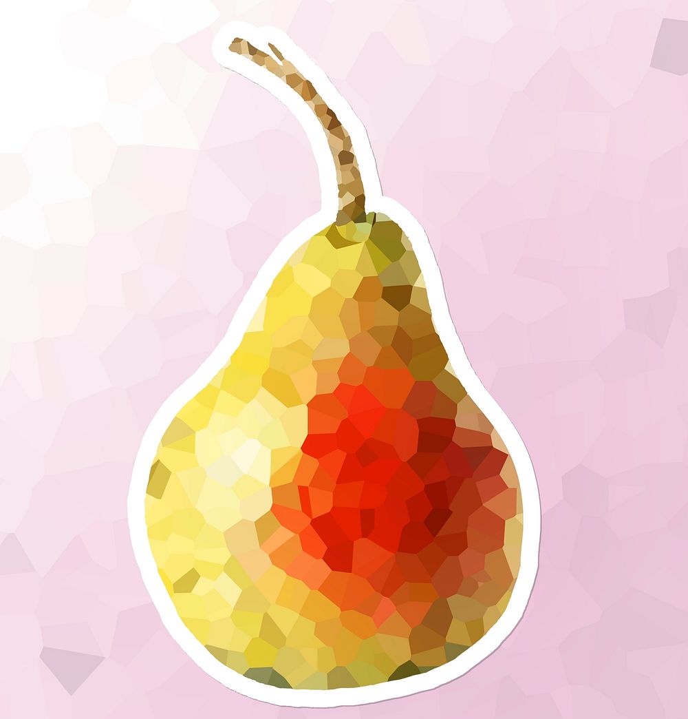 Ripe pear crystallized style sticker illustration