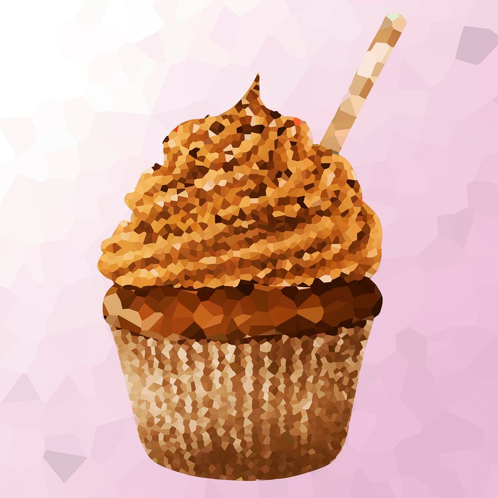 Chocolate cupcake crystallized style illustration