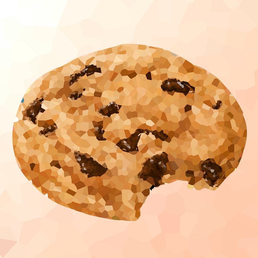 Chocolate chip cookie crystallized style illustration