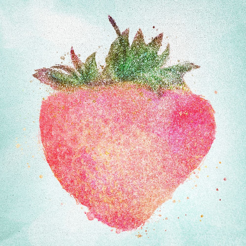 Glittery strawberry sticker design element illustration