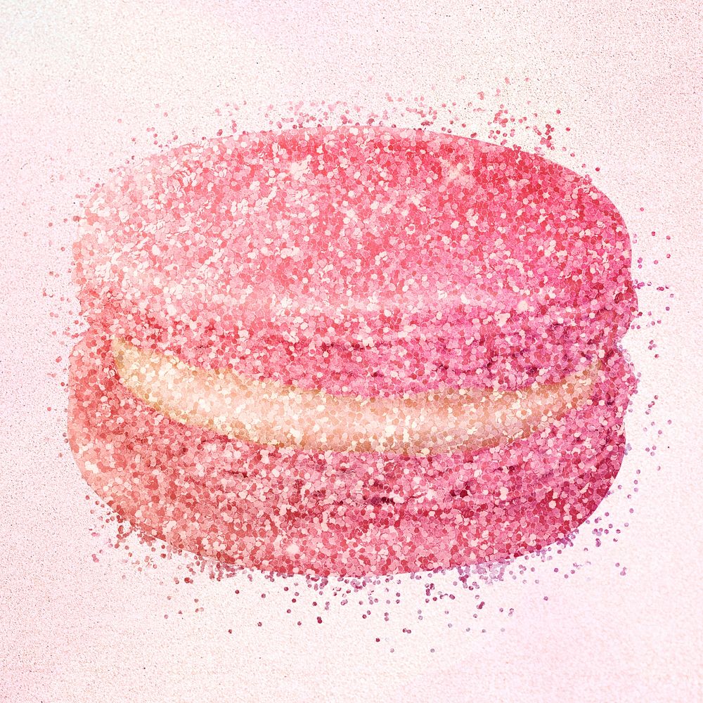 Glittery pink macaron sticker overlay design resource 