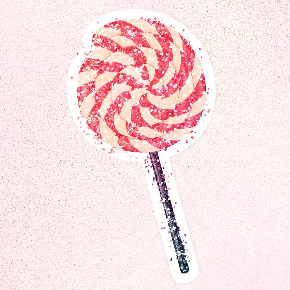 Glitter lollipop sticker with white border