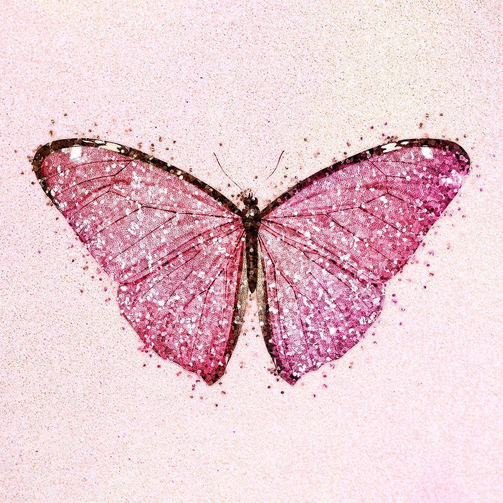 Glitter pink butterfly design element