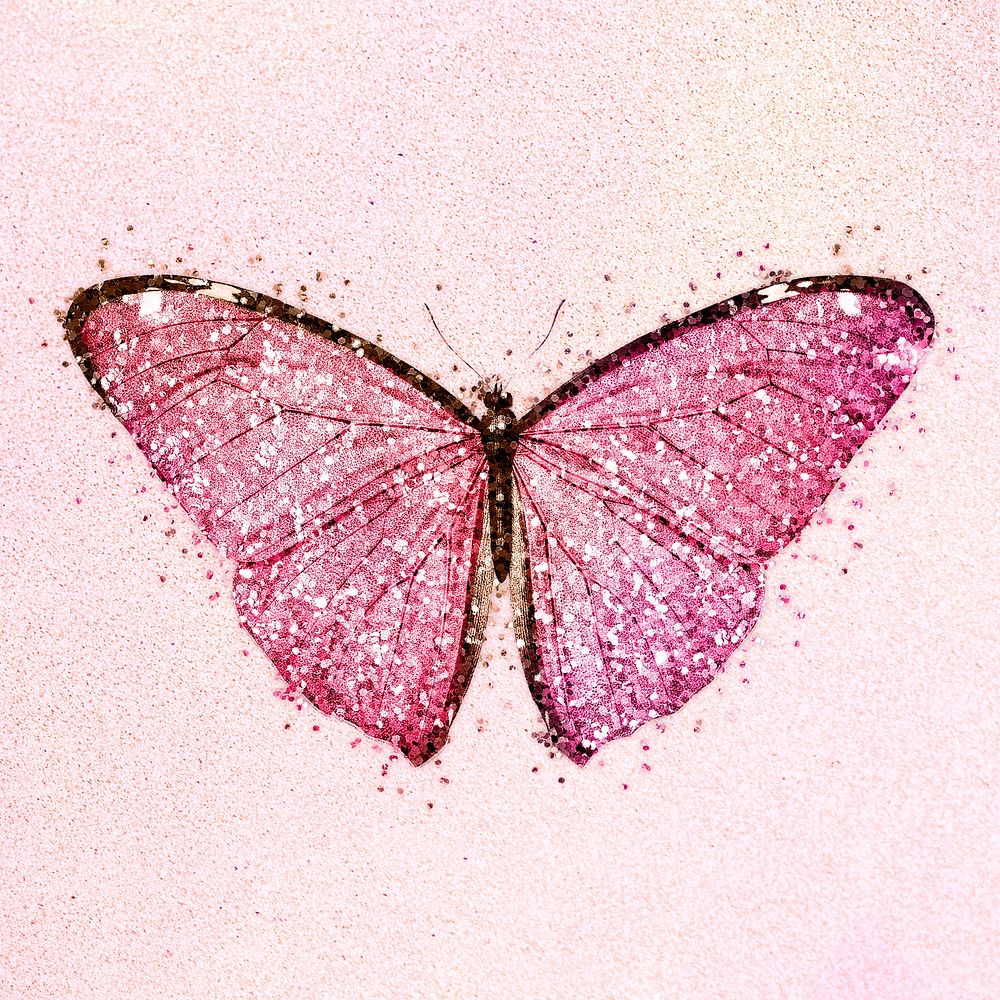 Glitter pink butterfly design element | Premium PSD - rawpixel