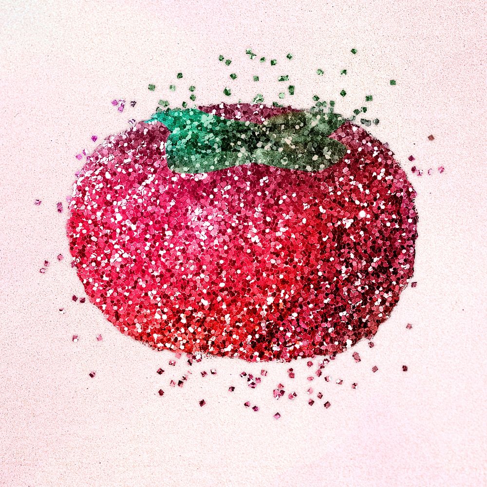 Glitter persimmon fruit illustration