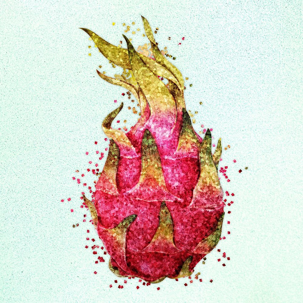 Glitter dragon fruit fruit illustration
