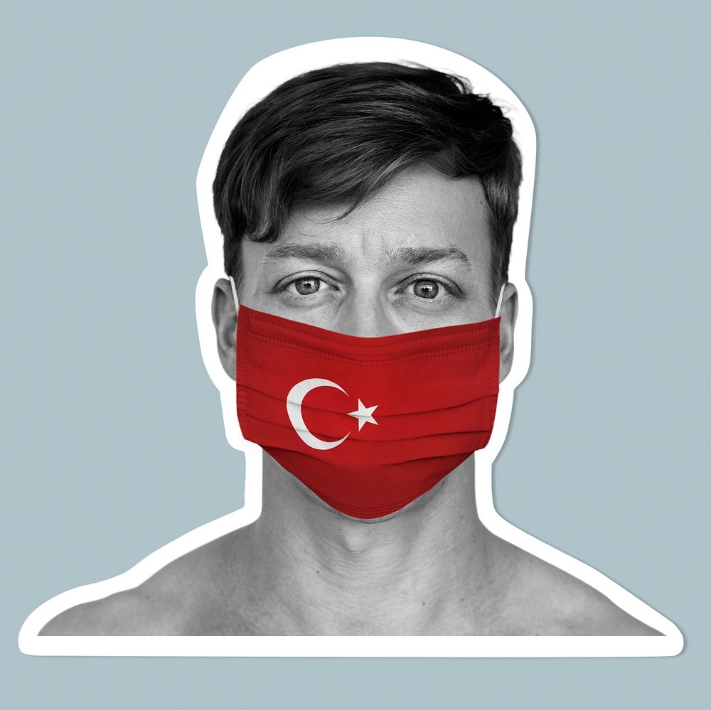 Turkish man wearing a face mask during coronavirus pandemic mockup