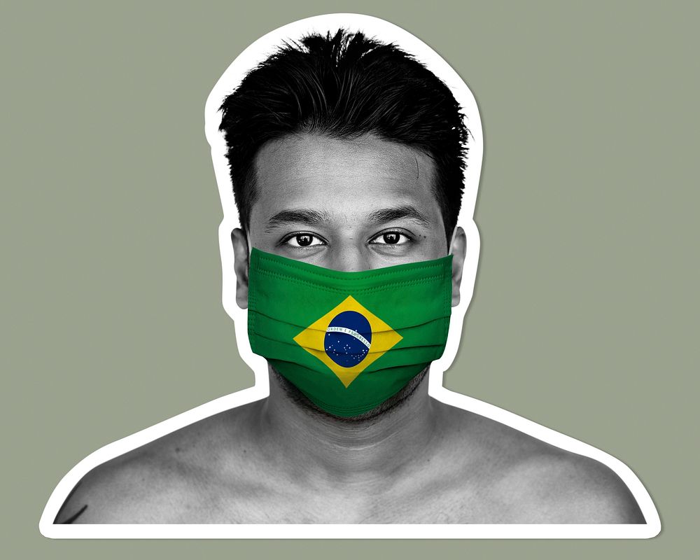 Brazilian man wearing a face mask during coronavirus pandemic mockup