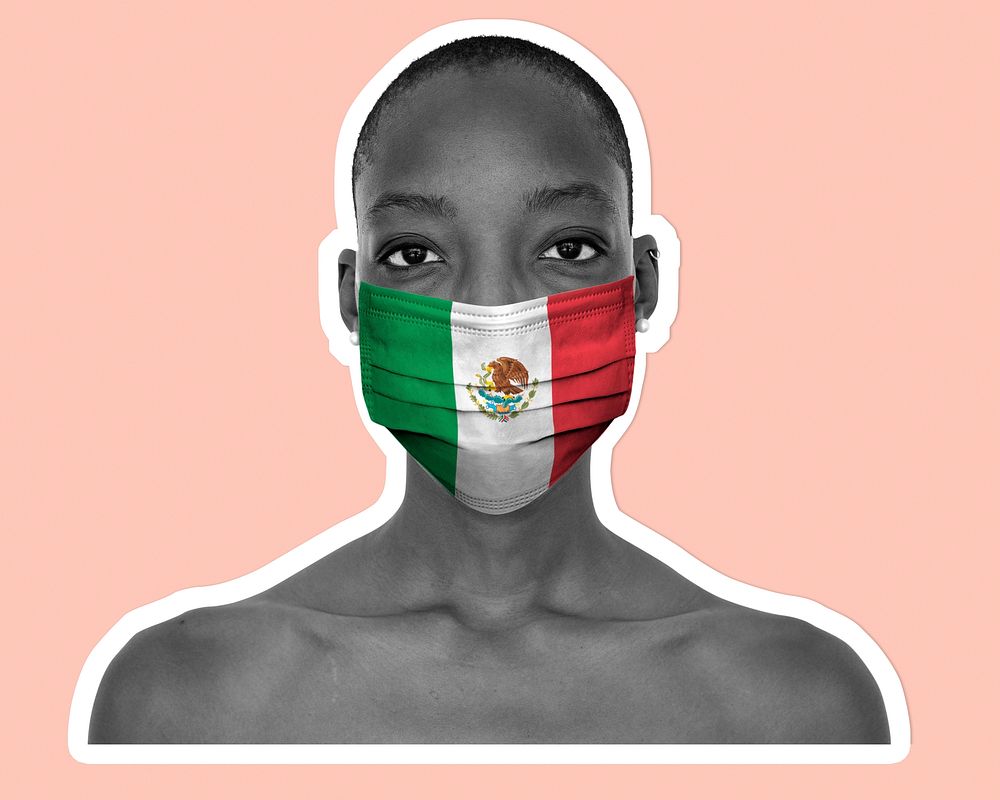 Mexican woman wearing a face mask during coronavirus pandemic mockup