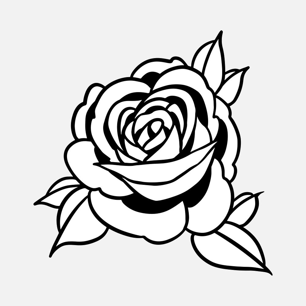 Rose flower outline sticker overlay on a gray background vector 