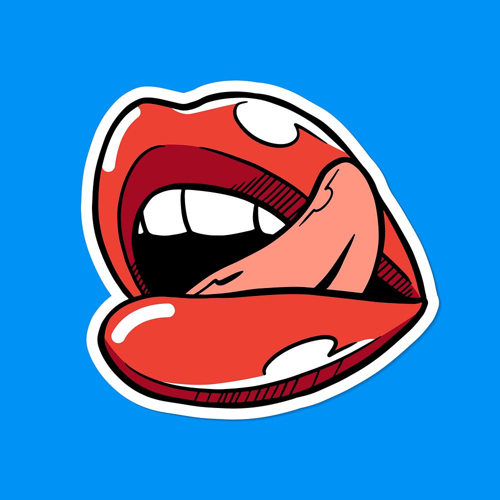 Pop art lips sticker vector