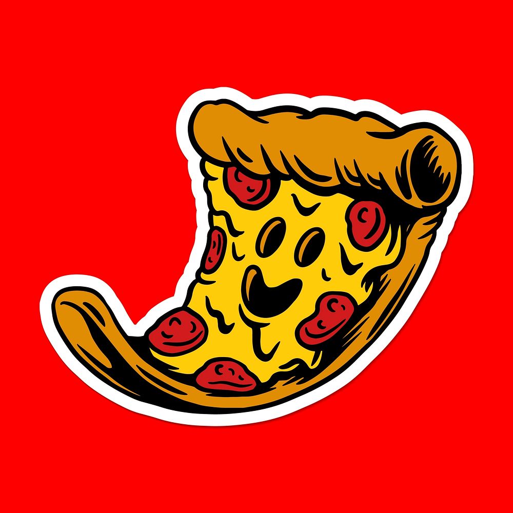 Pizza drawing style sticker vector